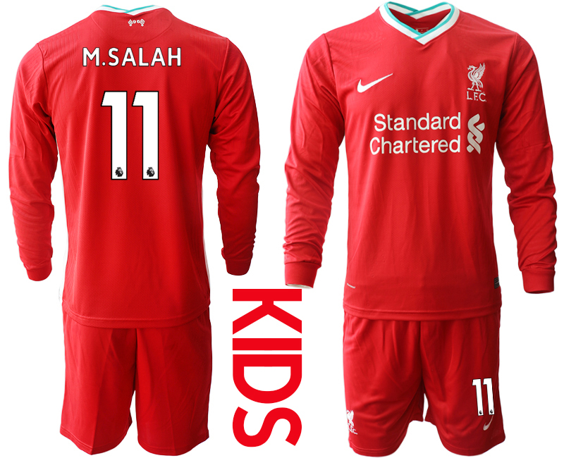 2021 Liverpool home long sleeves Youth #11 soccer jerseys